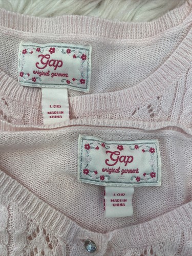 Gap Kids Pink Sweater Cardigan Set Rhinestone Buttons Girls SZ L(10) - Picture 10 of 12