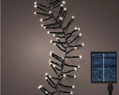 496289 Lumineo 1128 LED Solar Beleuchtung Twinkle 8 Funktionen 10,5m Warm Weiß