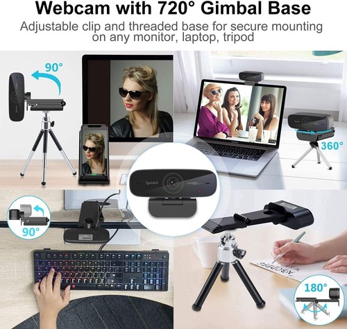 Webcam 1080P 60fps Double Microphones Stéréo Autofocus Live Streaming Caméra ... - Photo 5/8