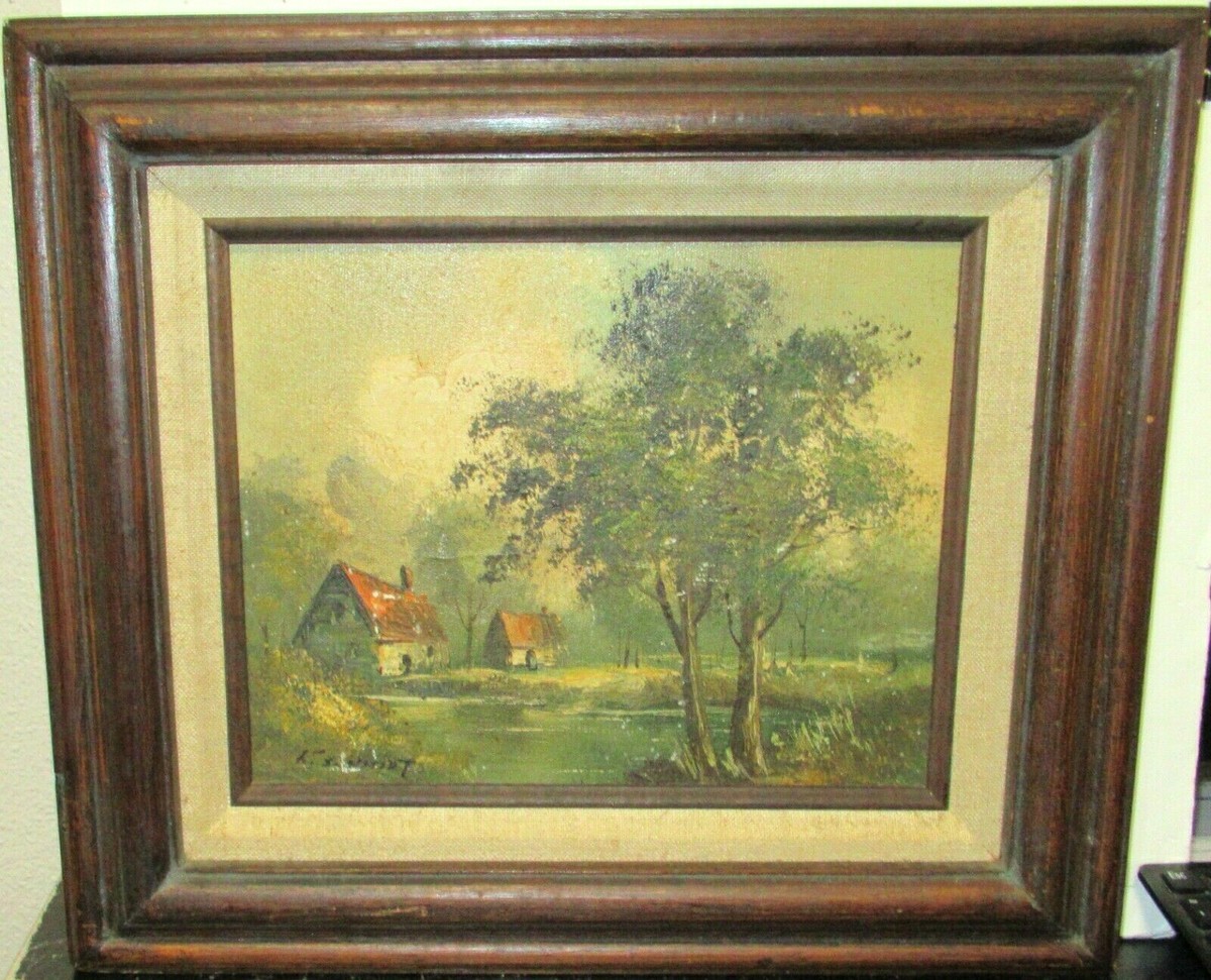 K. SCHMIDT SMALL OIL ON CANVAS LANDSCAPE PAINTING | eBay