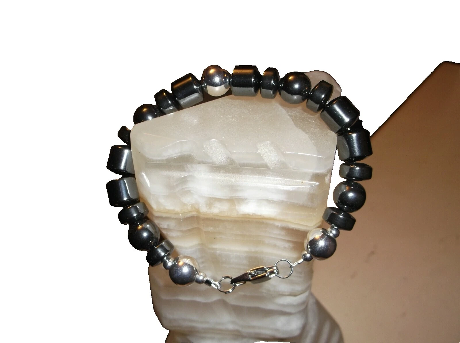 Joyas de plata esterlina Negro Hematita para hombres