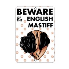 Beware of ENGLISH MASTIFF DOG Metal Sign - 8 In x 12 In