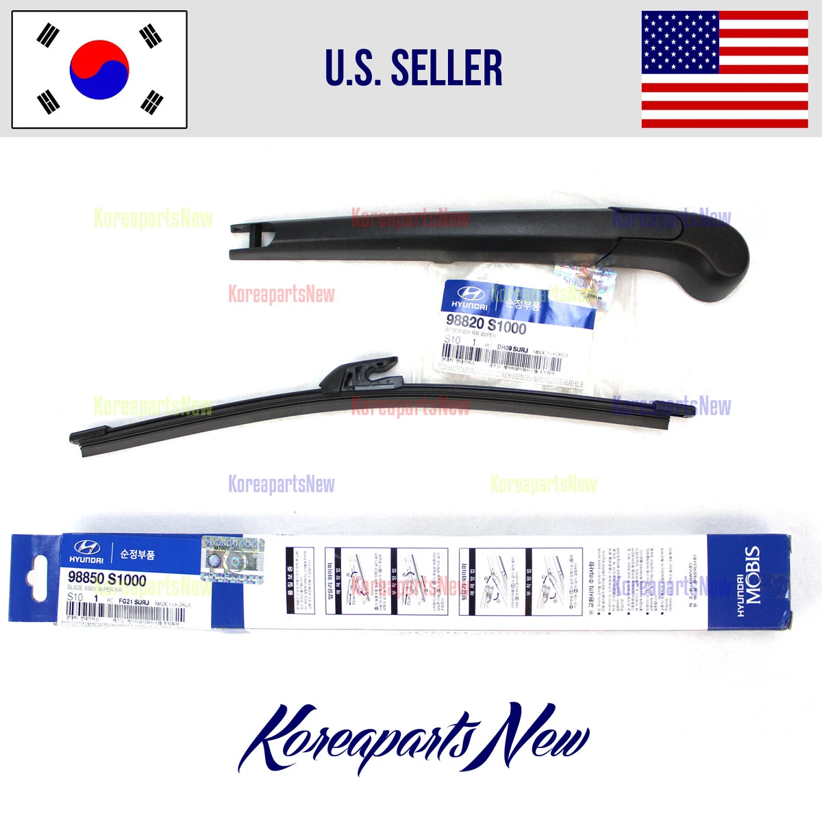 REAR Windshield Wiper Arm Wiper Blade 3pcs GENUINE Hyundai Santa Fe 2019 2023