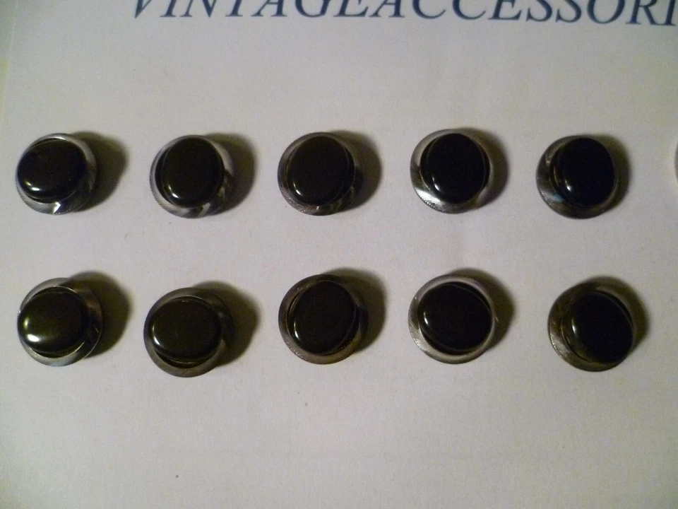 10 BOTTONI RESINA MARRONE METALLO ARGENTO VINTAGE 1,8 CM SET ABITO GIACCA SARTO - Immagine 2 di 4