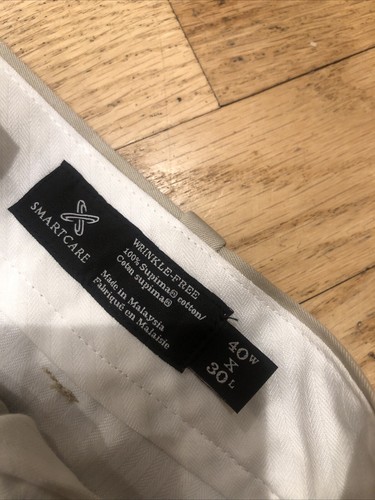 Pantalón JOHN W. NORDSTROM Hombre Beige Plisado Puños Algodón Clásico 40-30 NUEVO - Imagen 8 de 10