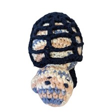 Hand Crocheted Yarn Blue tan Turtle Plush Stuffed Animal Rattle 6in