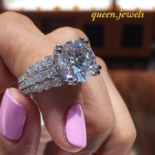 Round Cut 3CT Lab-Created Diamond 14K White Gold Finish Engagement Wedding Ring