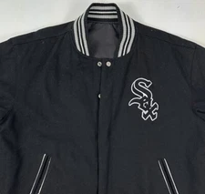 Chicago White Sox JH Design Wool Reversible Jacket Men’s XL Black Sewn Logos