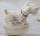 VTG Westie Scottie Dog Plaster Type Material White Figure R/D Collar BLK Details — photo 8