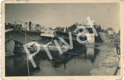 Foto WK2 zerstörte Rheinbrücke Sasbach Marckolsheim border Grenze 6/40 D-F A1.14