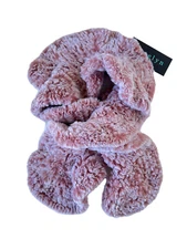 $125 Jocelyn Women's Pink Ruffle Faux-Fur Pull-Through Scarf One Size