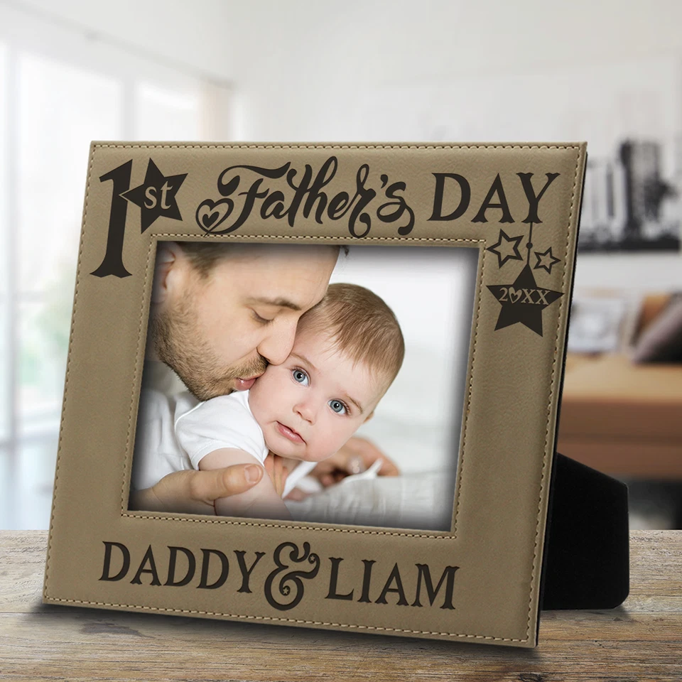 Bella Busta - Primer marco de fotos del día del padre - Marco grabado papá y yo Foto 3 de 4