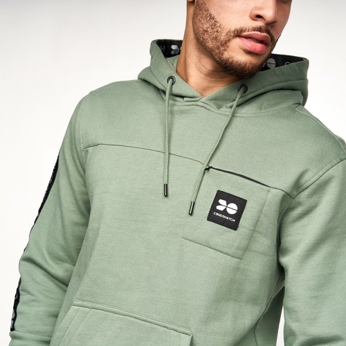 Mens Crosshatch Hoodie Pullover Fleece Jersey Hooded Jumper Sweater Winter Top - Picture 5 of 26