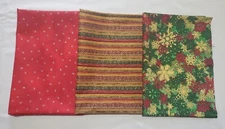 Lot Christmas Fabric, Metallic, 1.8 Yards Total, Mixed Brands 