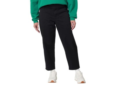 Label Go-To Pants Womens XL Black Relaxed Fit Flat Front Straight Cropped JDM923