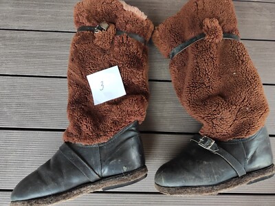 Winter Soviet Leather Boots Northern Pilot Natural Fur Унты