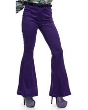 Womens 70s High Waisted Flared Purple Disco Pants Accessory Size Small 5-7