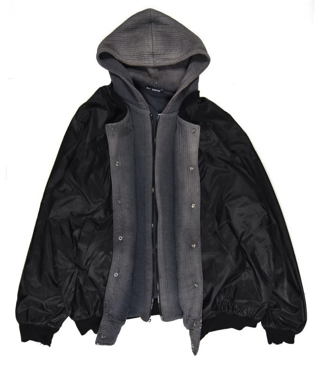 RARE Archive Raf Simons Faded Thrashed Double Layer Hooded Bomber