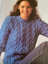 Knitting Pattern 1553 Ladies Cable Jumper Cotton For Animal Charity