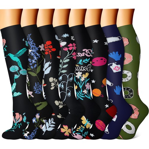 Copper Compression Socks (8 Pairs) 15-20 mmHg is BEST Graduated Athletic & Da...