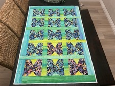 Handmade Butterfly Lap Quilt 59 X 38 Bold Blue Green Machine Stitched Whimsy