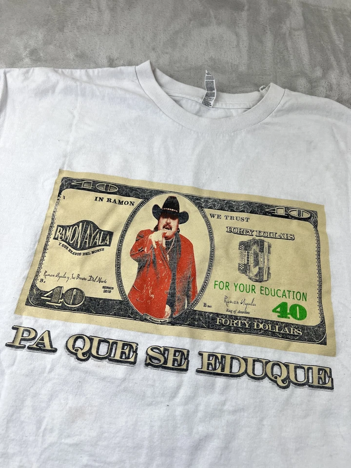 Camisa Ramón Ayala Para Hombres XL Pa Que Se Eduque Banda Norteña Camiseta Música Mexicana Y2K Foto 3 de 4