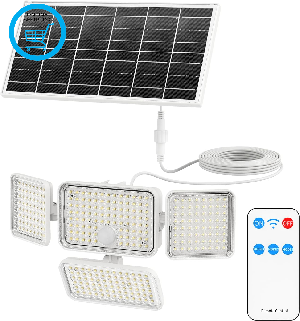 Outdoor Solar Security Light with Motion Sensor, 12W 1500LM 6500K Daylight, 6000