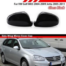 2x Für VW Golf MK5 04-09 Jetta 05-11 Schwarz Spiegelkappen Außenspiegel Gehäuse
