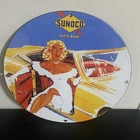 VINTAGE SUNOCO LADY GASOLINE MOTOR OIL PORCELAIN SIGN