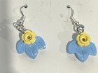 Flower & Leaf Dangle Earrings Made with a Yellow Lego Flower and Blue Lego Leaf — photo 2