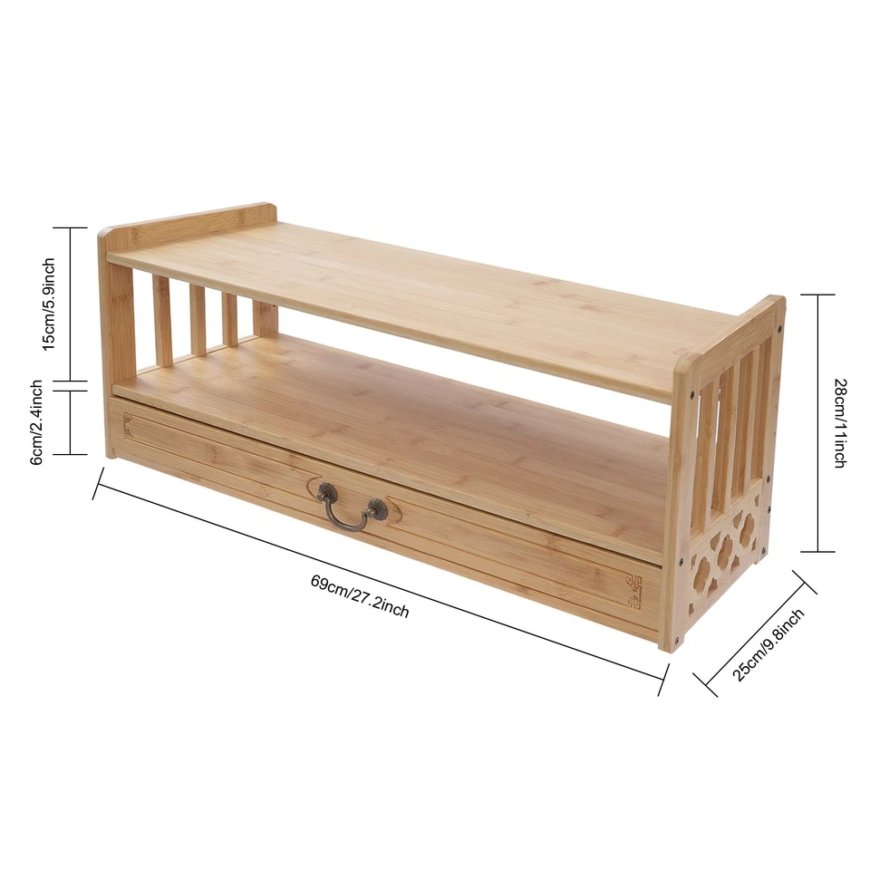 Bamboo Altar Table with Drawer Puja Table for Meditation,Plant,Book 27.2*9.8*11“ - Image 2 of 4