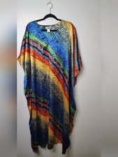 Winlar One Size Multicolor Animal Print Caftan Kaftan Cover Up NWT