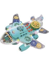 Playbees Light Up Gear Airplane Toy with Music & LED Lights for Kids Ages 3+