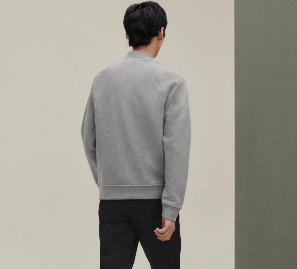 Jaqueta varsity abotoada em algodão (100% algodão) Hermes Paris gravada cinza G - Imagem 4 de 4