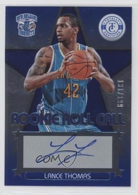 2012 Totally Certified Rookie Roll Call Blue /199 Lance Thomas #20 Auto RC l8x