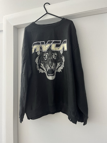 Rvca Tiger Print Crewneck Jumper Size Large - Bild 1 von 4