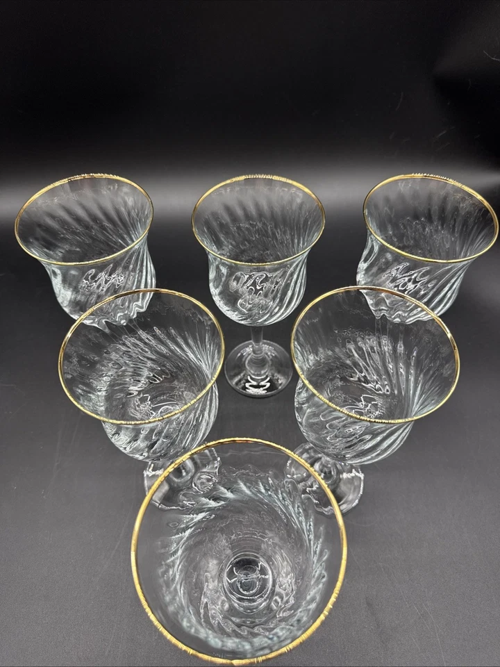 CONJUNTO DE 6 TAÇAS DE VINHO CRISTAL ARO DOURADO MAXIM CIRCLEWARE, Vintage - Imagem 4 de 4