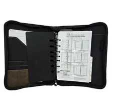 Day Timer 7 Ring Planner Binder Full Zip Faux Leather Brown Large  10.5"H x 8"
