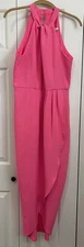Julia Jordan Knot Neck Tulip Hem Dress Neon Pink Size 8