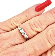 Vintage 18ct Gold Platinum Four Diamond Ring Stamped 18CT & PT Size N