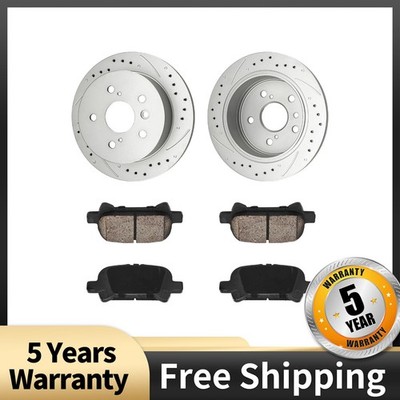 Drilled Slotted Rear Brake Rotors Ceramic Pads Kit For 2002-2006 Toyota Camry