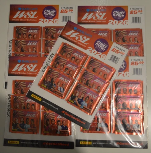 Panini WSL 2026 Sticker Collection: 5x Multipacks (=30 packs) Womens League