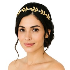 Gold Laurel Leaf Roman Headband with Pearls Costume Accessory