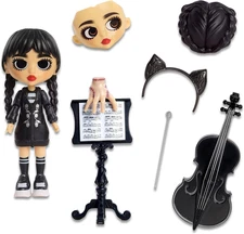 Wednesday Deluxe 6-Inch Articulated Figure, 11-Pieces, Interchangeable Face Plat