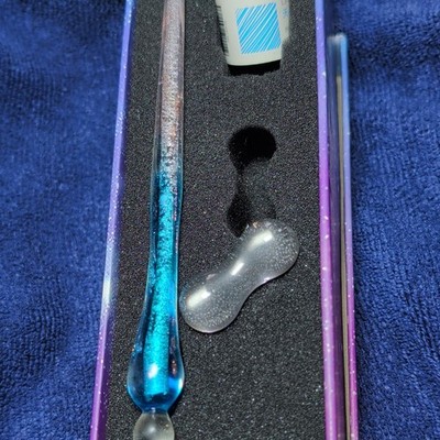 Glass Dip Pen Calligraphy Set w/ Ink Bottle, Pen Rest & Glass Pen Holder
