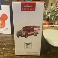 New Hallmark FORD F-550 FIRE ENGINE 2024 Magic Lights Keepsake Ornament NIB