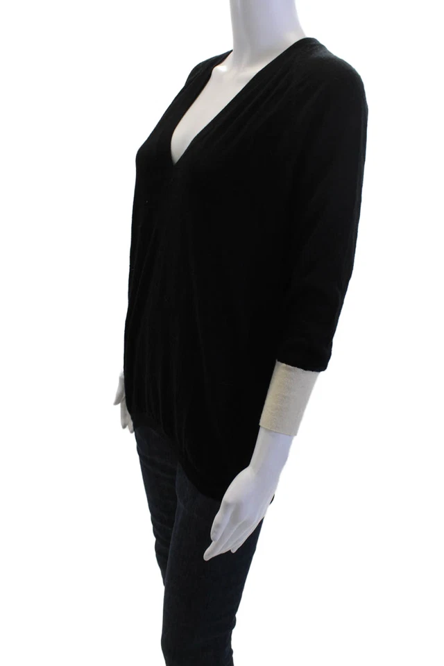Pullover Duffy Unisex Cuello en V Negro 90% Lana 10% Cachemira Manga 3/4 Talla M Foto 2 de 4