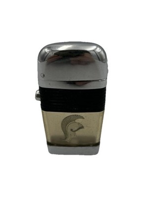 Vintage Scripto Vu Lighter Clear Spartan Helmet Greek Used Untested No Spark