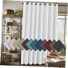 Room Darkening Linen Curtain for 100"W x 108"L Pack of 1 Heather Pure White