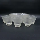 Federal Glass Norse Punch Bowl Set 8pc Ribbed - Vintage1960s